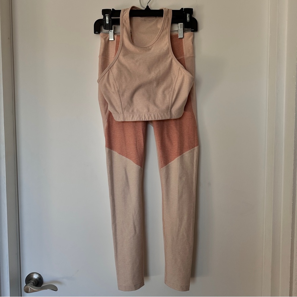 Outdoor Voices Women's Matching Two-Toned Coral Leggings & Sport Bra Set